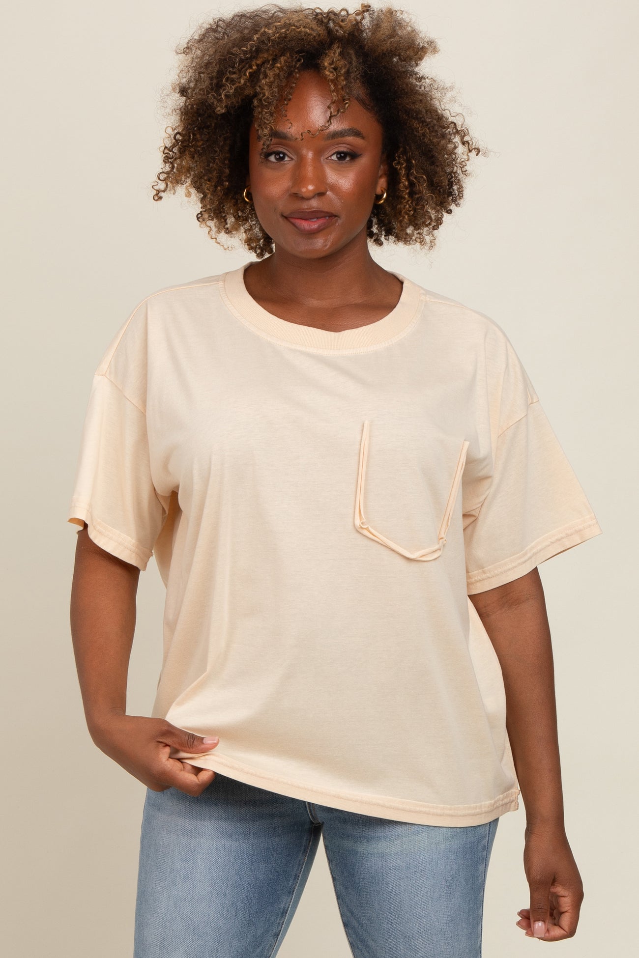 Cream Vintage Wash Oversized Maternity Tee