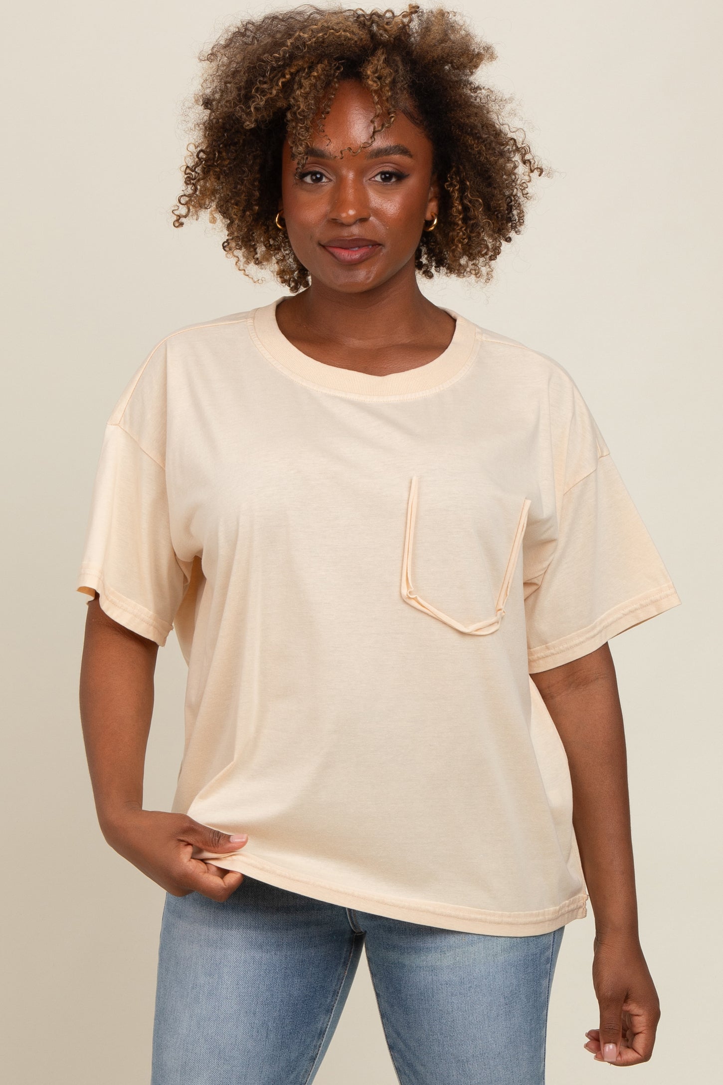 Cream Vintage Wash Oversized Maternity Tee