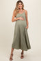 Light Olive Lightweight Sleeveless V-Neck Maternity Maxi Dress