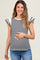 Black Striped Eyelet Lace Sleeve Maternity Blouse