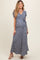 Blue Floral Puff Sleeve V Neck Maternity Maxi Dress