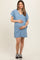 Blue Ruffle Sleeve Maternity Mini Dress