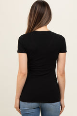 Black V-Neck Short Sleeve Maternity Top