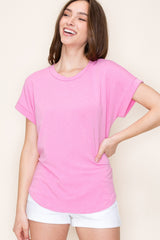 Pink Short Sleeve Terry Maternity Top