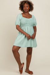 Mint Green Textured Bodice Dress