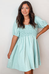 Mint Green Textured Bodice Dress