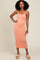 Peach Fitted Midi Dress