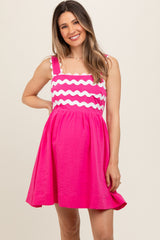 Fuchsia Ric Rack Accent Sleeveless Maternity Dress