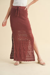 Brick Crochet Midi Drawstring Skirt