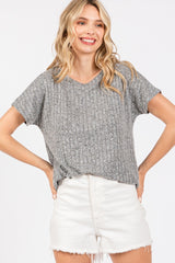 Heather Grey Knit Maternity Short Sleeve Top