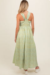 Yellow Print Halter Maternity Maxi Dress