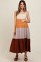 Multi Striped Color Block Back Bow Maternity Midi Dress