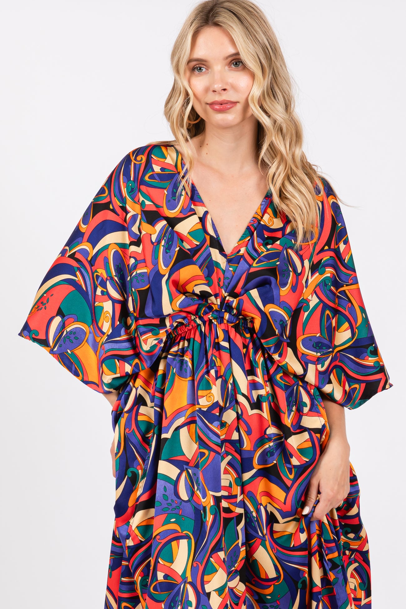 Black Abstract Back Tie Maxi Dress