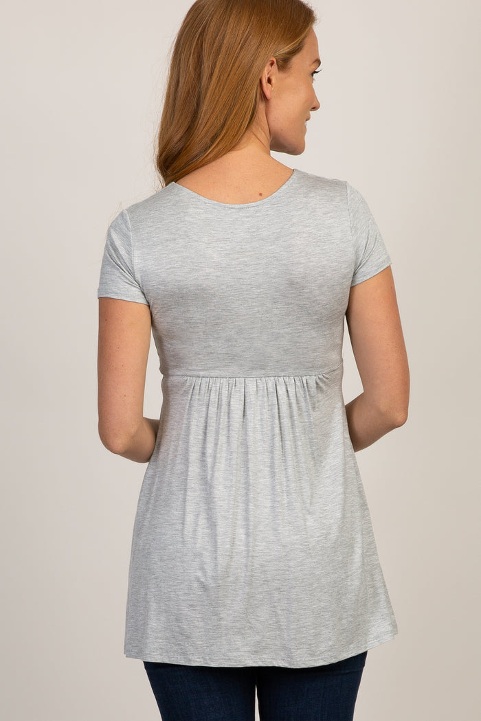 PinkBlush Grey Draped Front Nursing Top