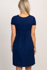 PinkBlush Navy Draped Front Maternity/Nursing Dress