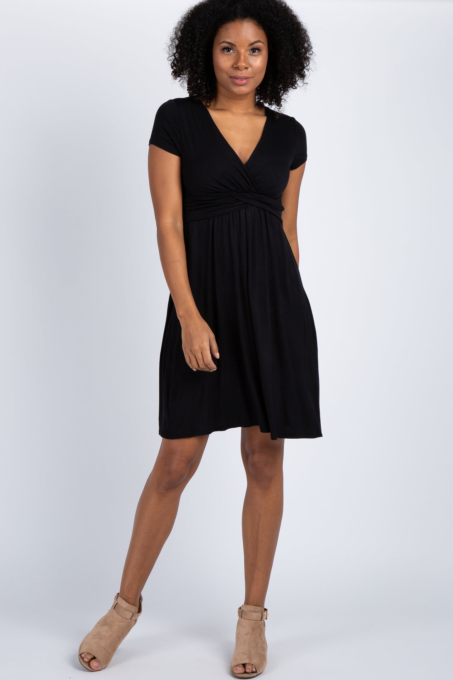 Black Draped Front Maternity/Nursing Dress