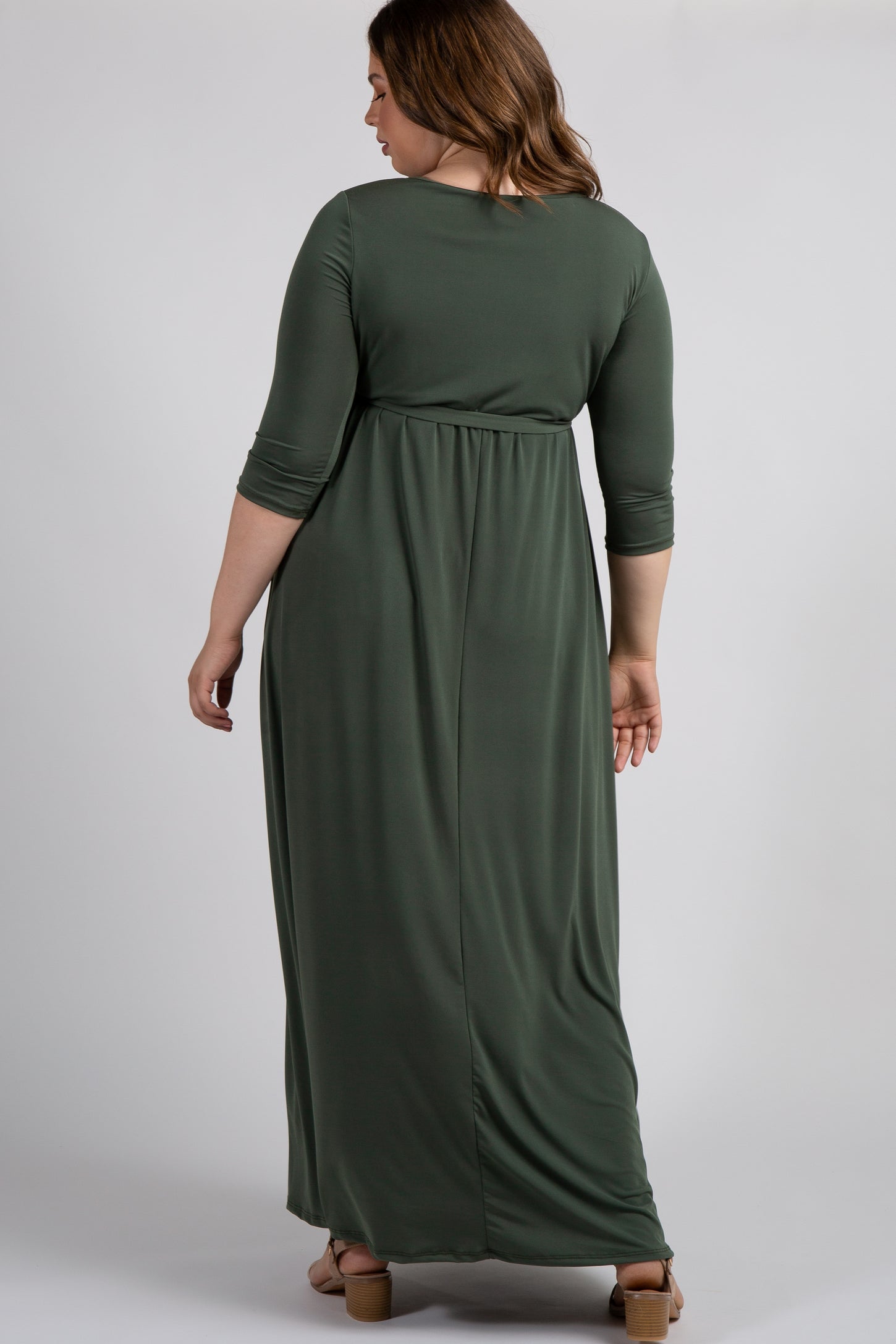 PinkBlush Olive Sash Tie Wrap Plus Maternity Maxi Dress