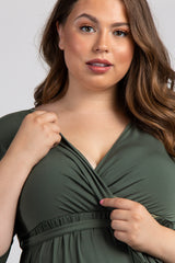 PinkBlush Olive Sash Tie Wrap Plus Maternity Maxi Dress