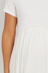 PinkBlush Ivory Solid Crochet Trim Maternity Shift Dress