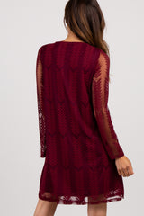 PinkBlush Burgundy Chevron Mesh Overlay Dress