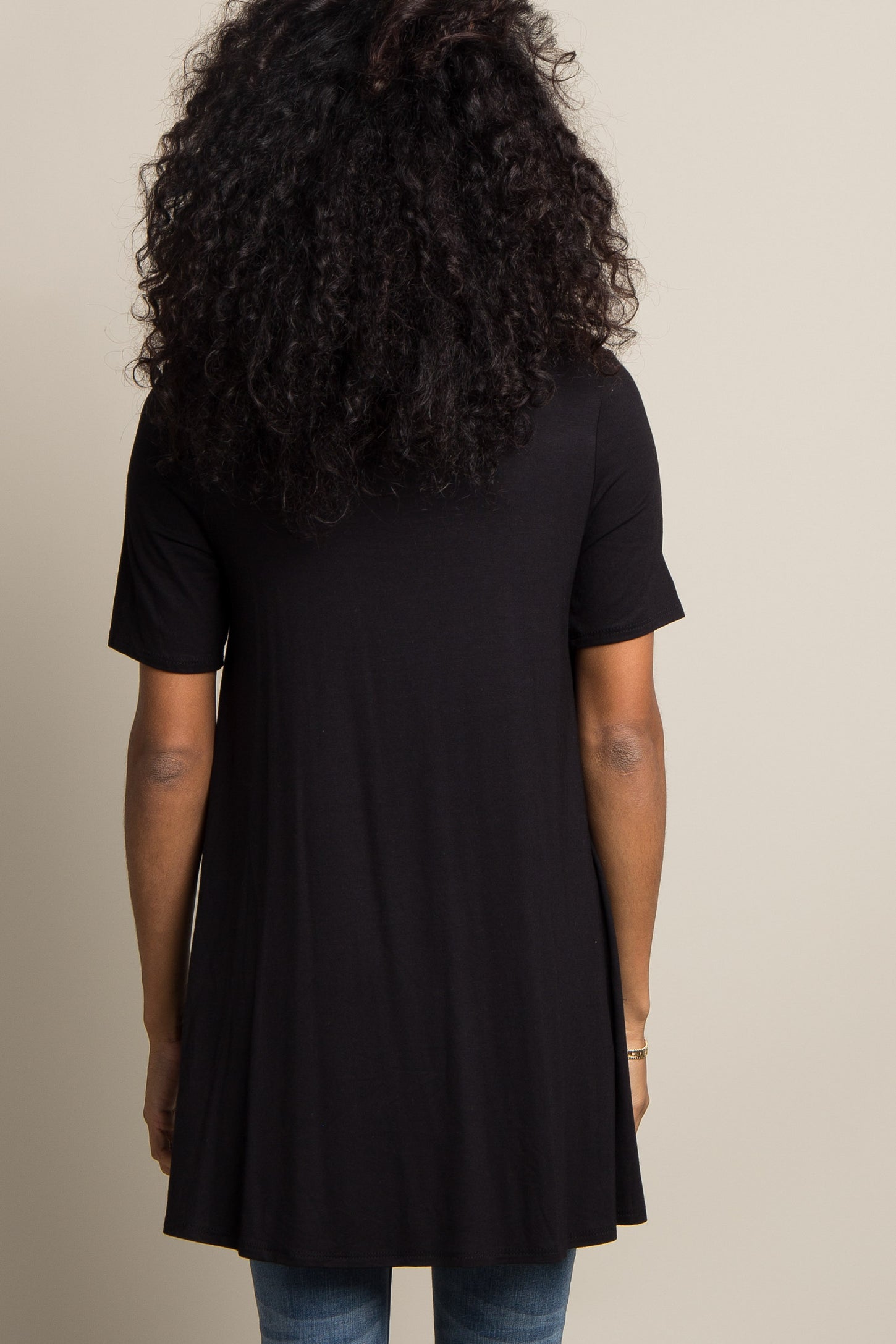Black Basic Short Sleeve Top