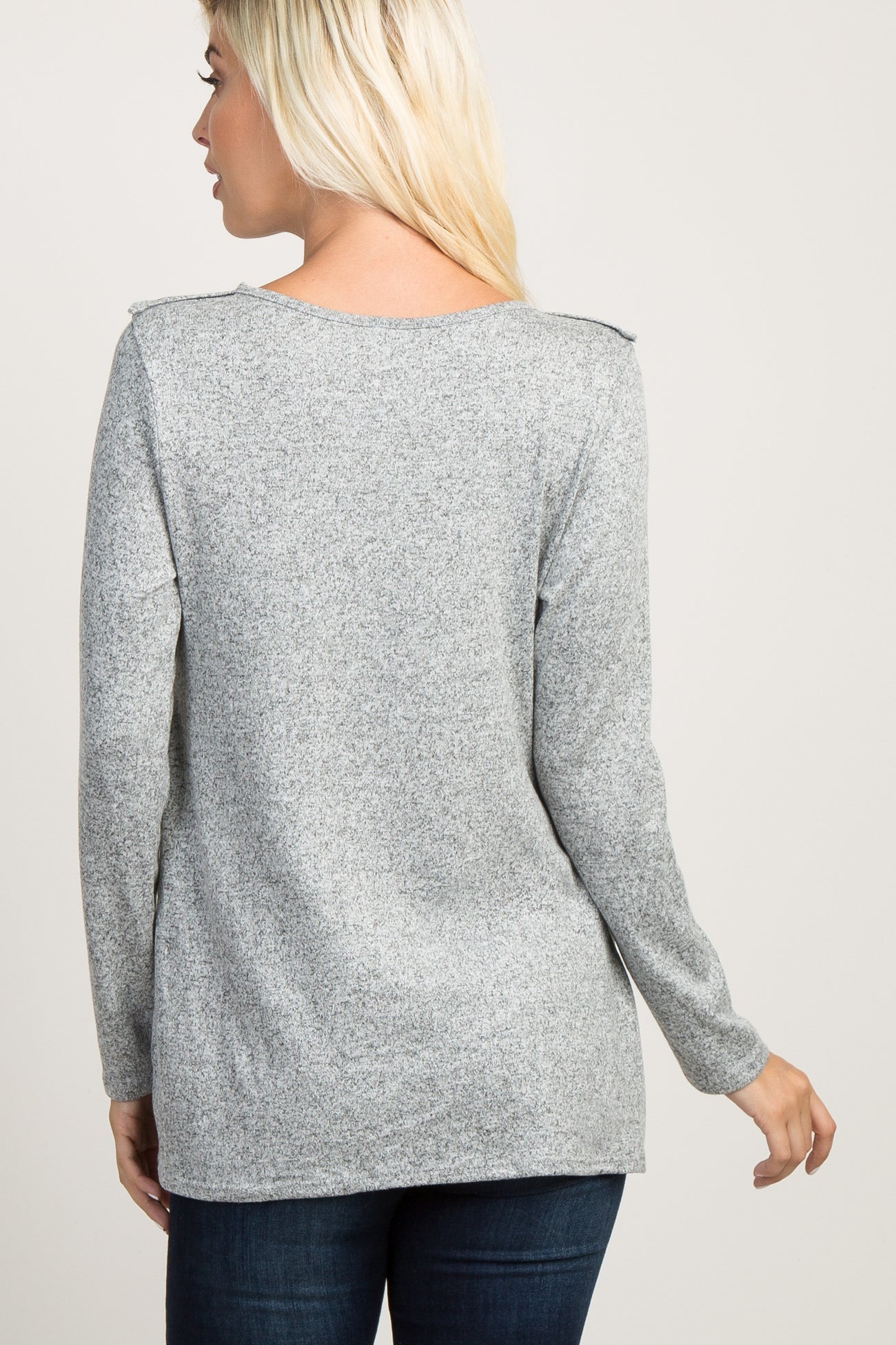 PinkBlush Heather Grey Ruffle Trim Wrap Nursing Top