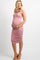Pink Solid Ruched Fitted Maternity Bodycon Midi Dress