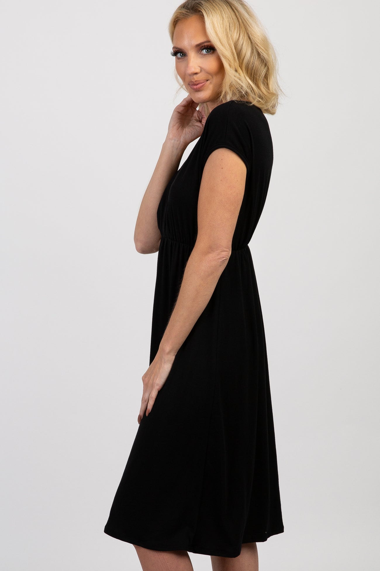 PinkBlush Black Draped Nursing Dress