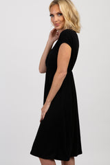 PinkBlush Black Draped Nursing Dress