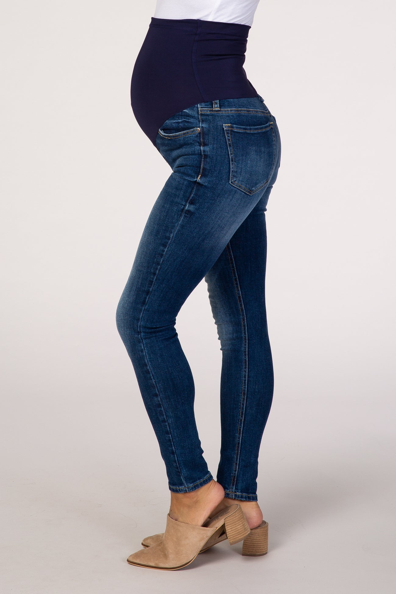 PinkBlush Blue Medium Wash Maternity Skinny Jeans
