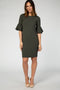 PinkBlush Olive Fitted Ruffle Sleeve Dress