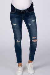 PinkBlush Blue Lightly Distressed Maternity Skinny Jean