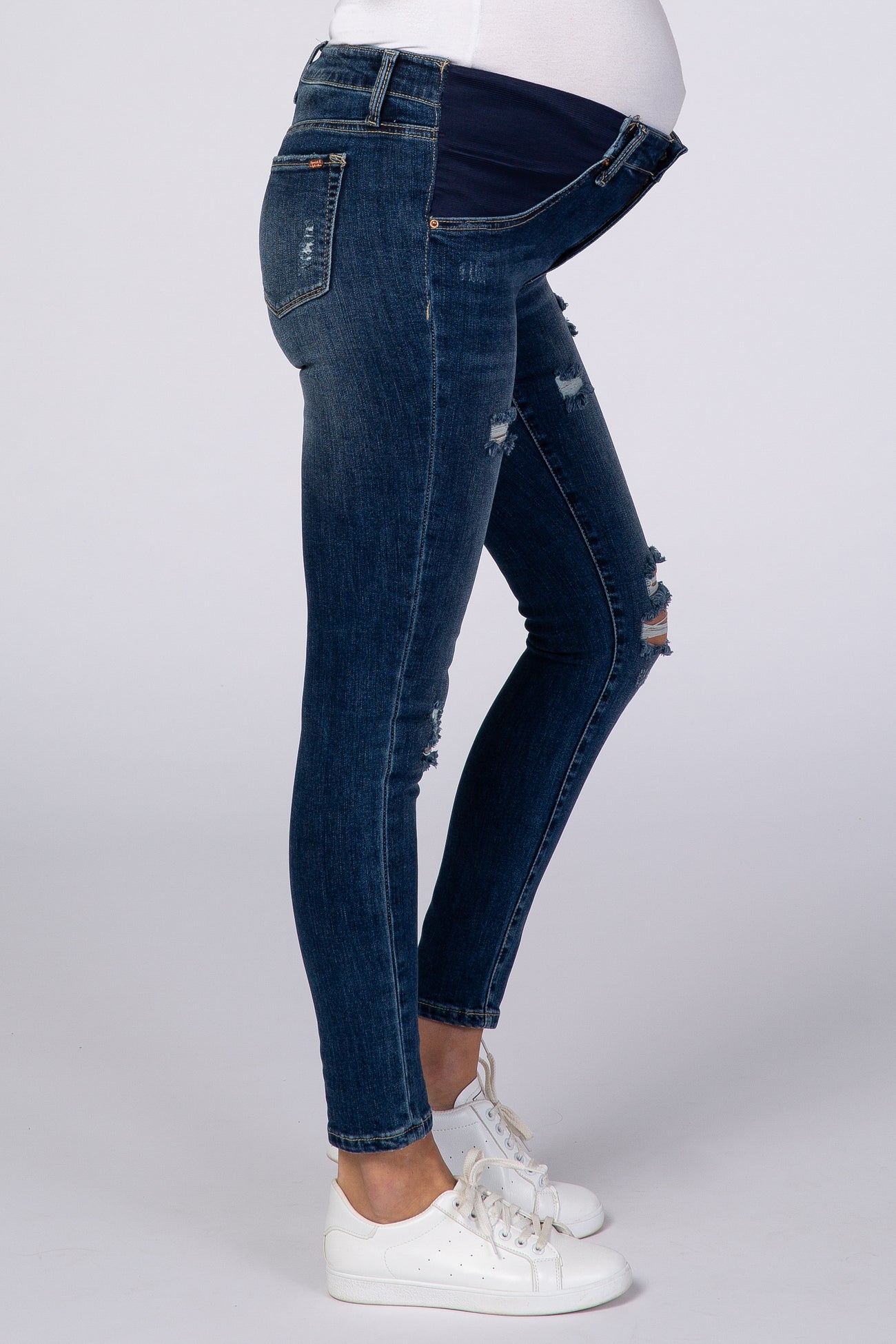 PinkBlush Blue Lightly Distressed Maternity Skinny Jean