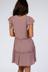 Mauve Ruffle Mini Dress