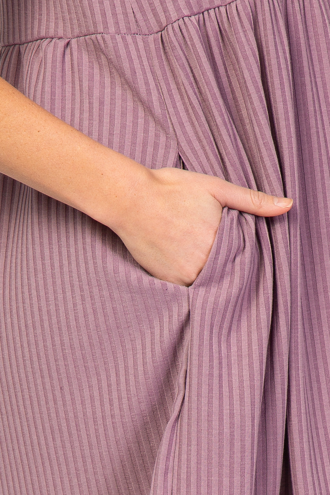 Lavender Ribbed Babydoll Maternity Dress