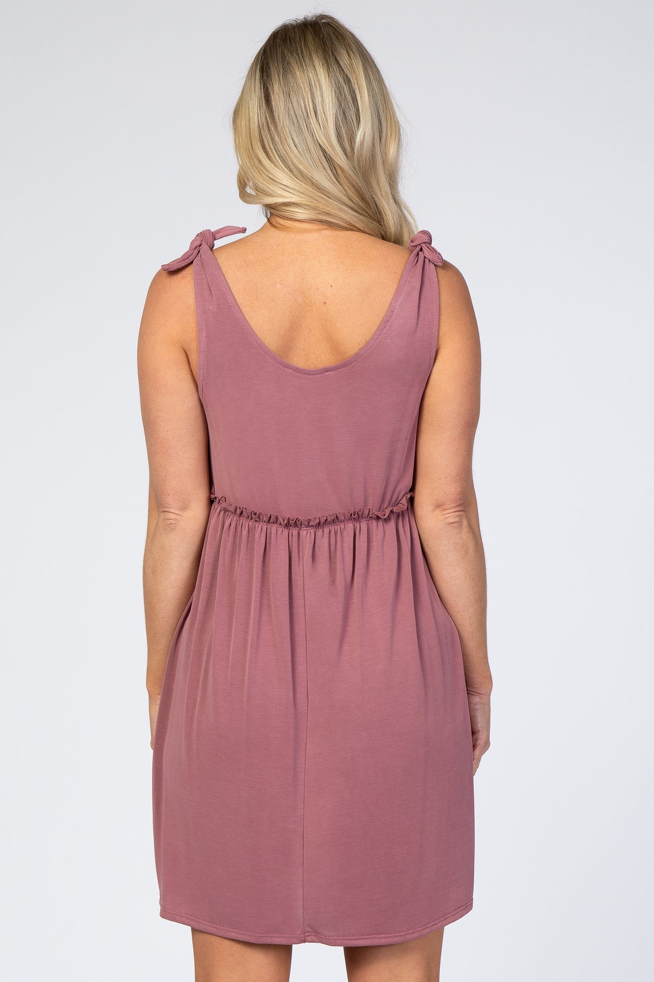 Mauve Knot Tie Strap Maternity Dress
