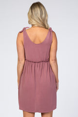 Mauve Knot Tie Strap Maternity Dress