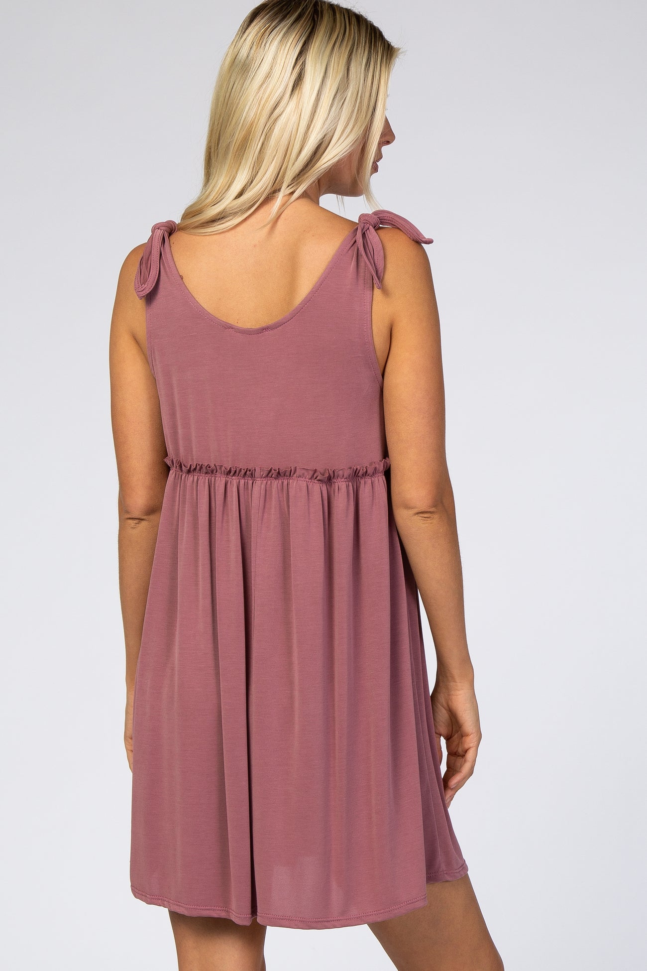 Mauve Knot Tie Strap Dress