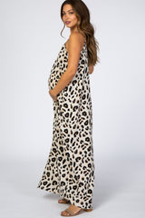 Ivory Animal Print Maternity Maxi Dress