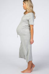 Heather Grey V-Neck Maternity Sleep Set