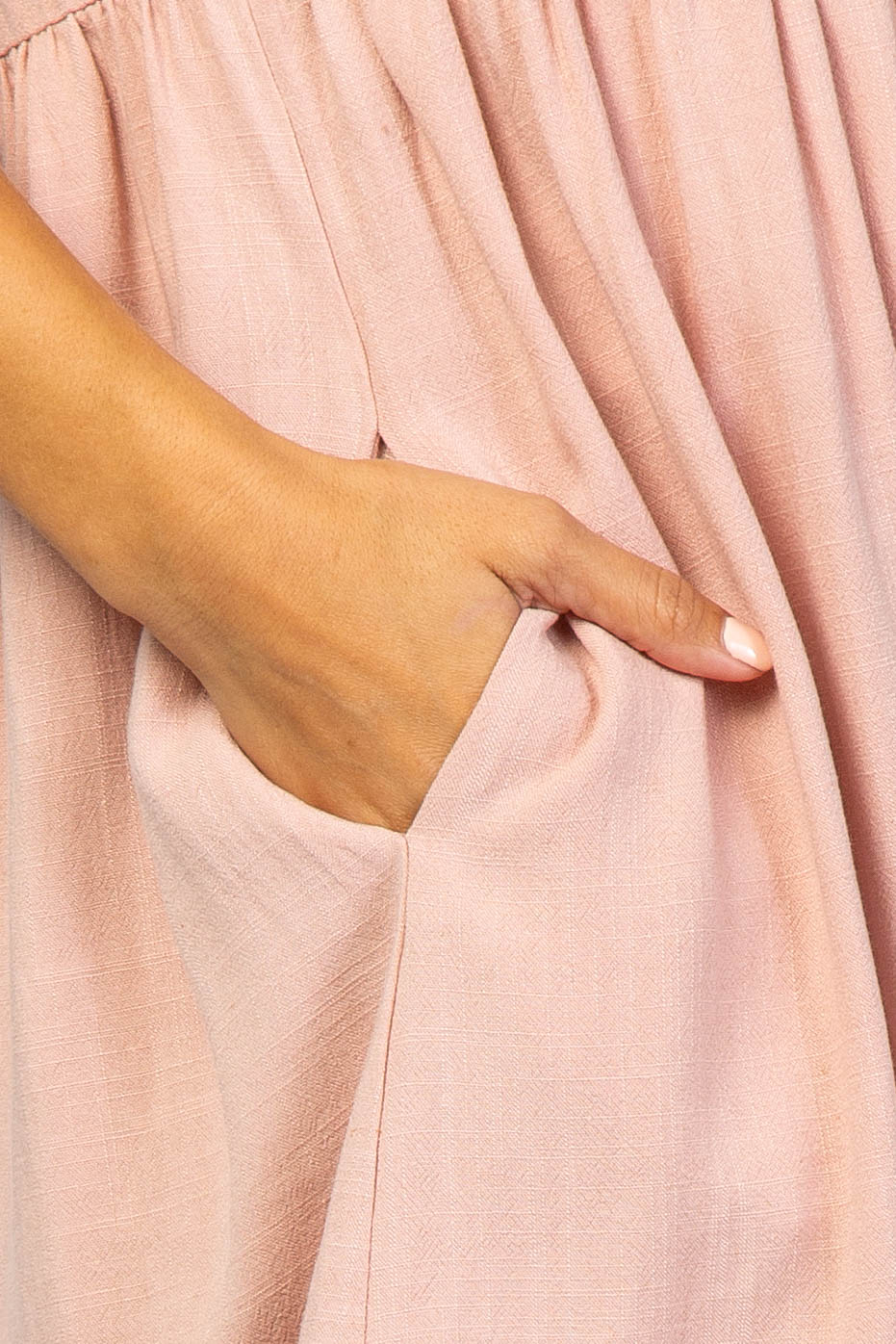 Light Pink Linen Babydoll Maternity Dress