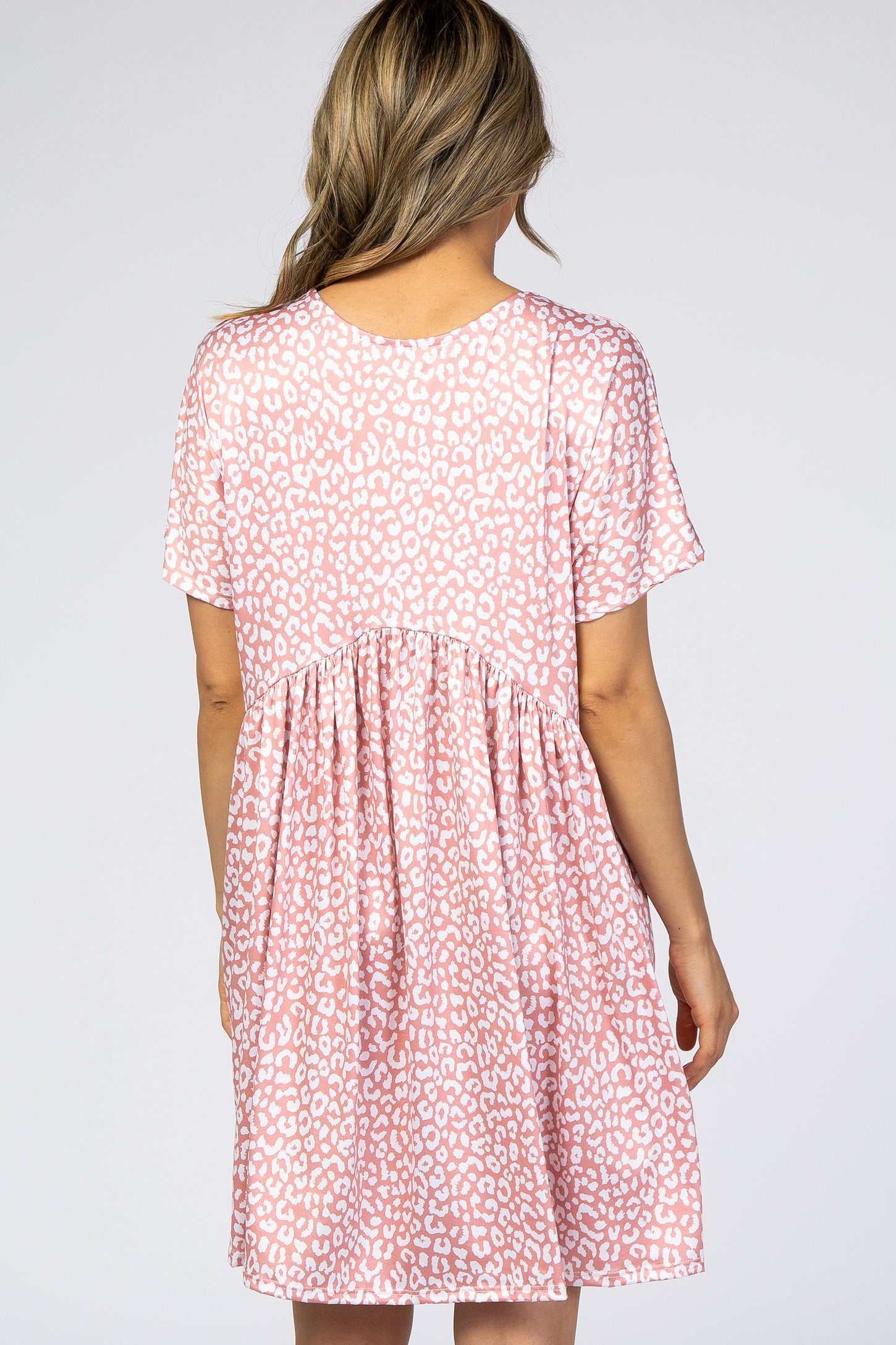 Peach Animal Print Short Sleeve Dress