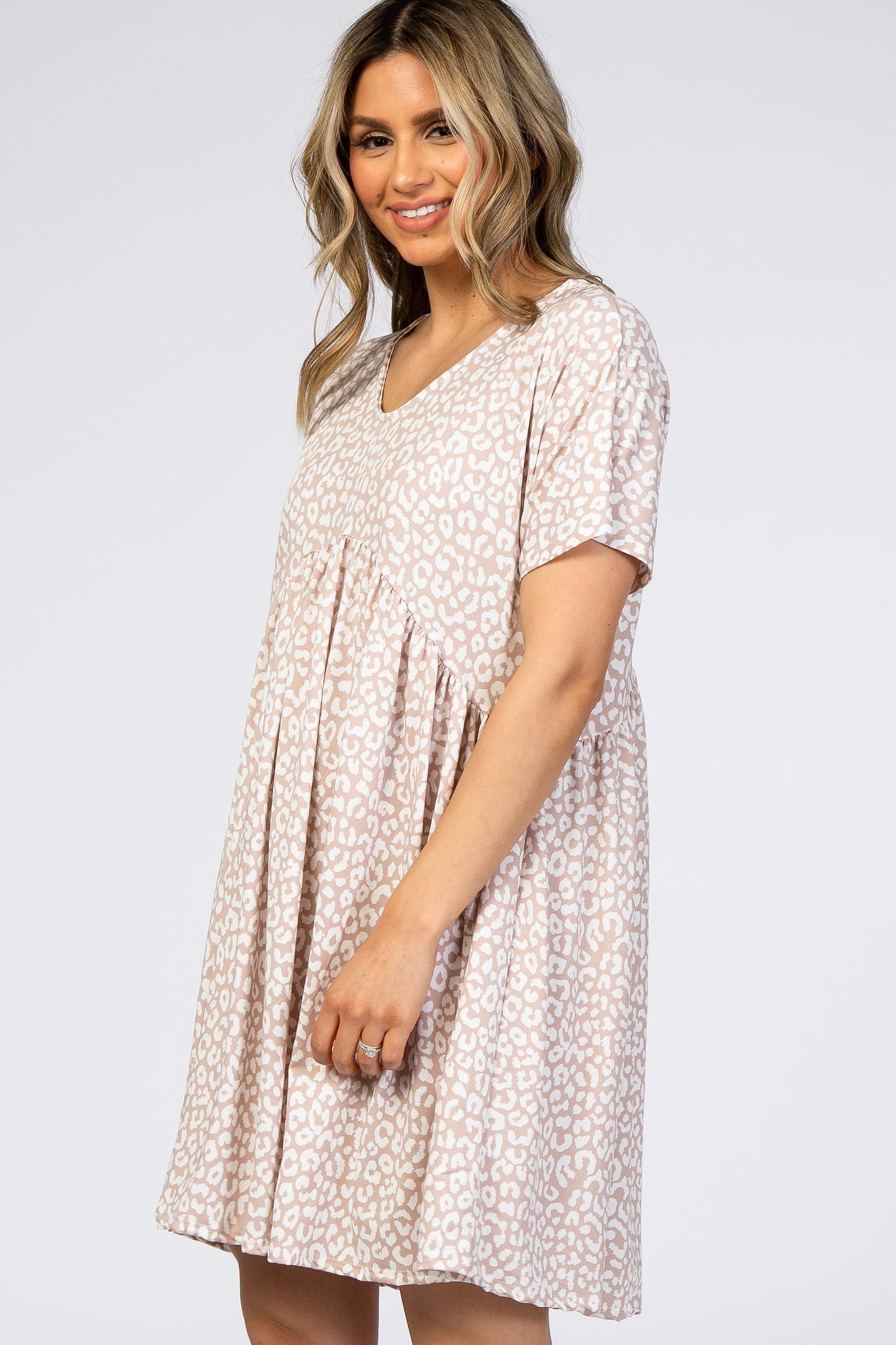 Taupe Animal Print Short Sleeve Dress