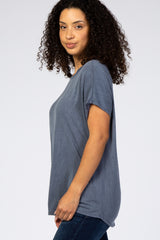 Navy Cross Back Short Sleeve Top