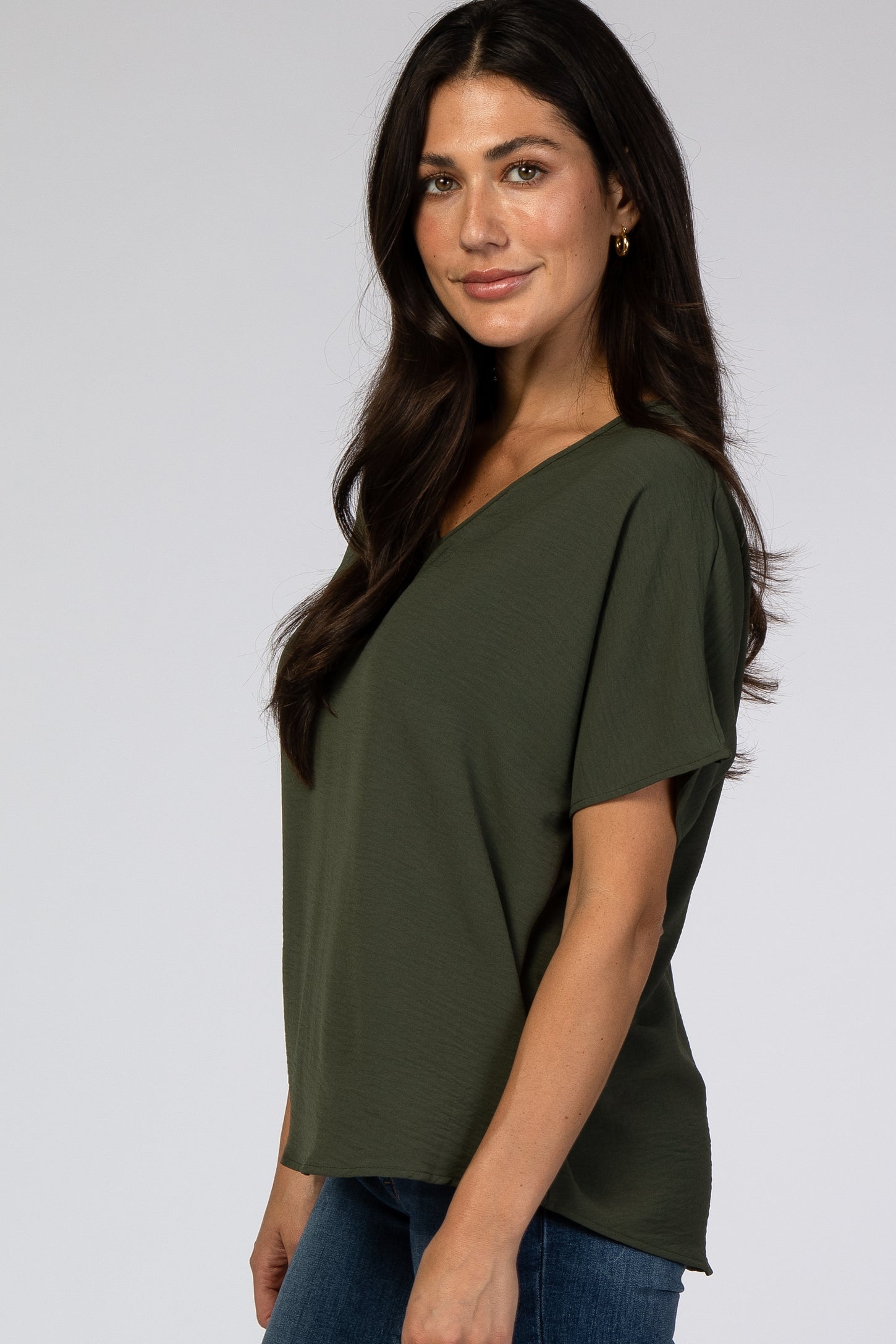 Olive Short Sleeve Blouse