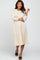 Beige Tiered Ribbed 3/4 Sleeve Midi Dress