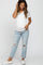 Light Blue Distressed Cuffed Hem Maternity Jeans