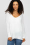 Ivory V-Neck Side Slit Sweater