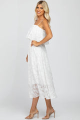White Floral Midi Dress