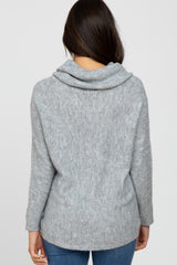 Grey Off Shoulder Dolman Sleeve Knit Top